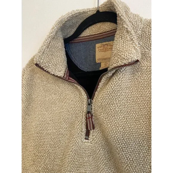 Telluride Clothing Co Beige Sherpa Pullover Sweater Quarter Zip Size S - Picture 3 of 7